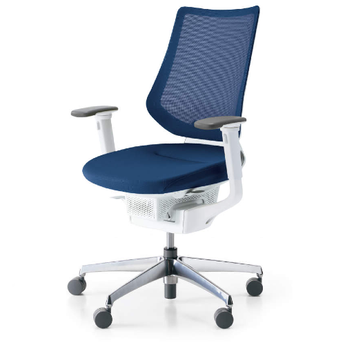 コクヨ イングチェア メッシュタイプ バーチカルタイプ ホワイトシェル 可動肘・アルミポリッシュ脚 CR-GA3413E1