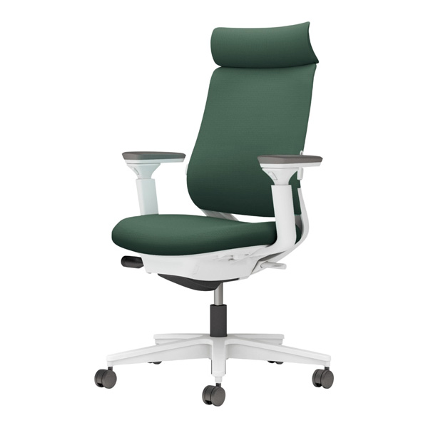 コクヨ ミトラ2 ファブリック アディショナルバック 可動肘 樹脂脚/本体:ホワイト ランバー有 NLキャスター C04-W332CW-E1