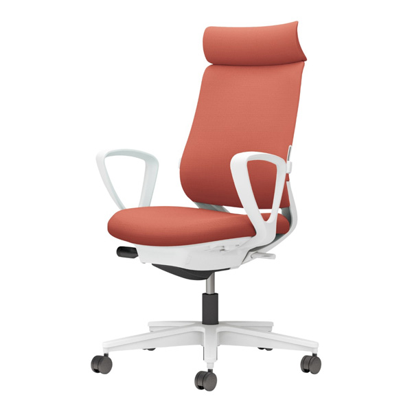 コクヨ ミトラ2 ファブリック アディショナルバック サークル肘 脚ホワイト ランバーサポート有 NLキャスター C04-W352CW-E1