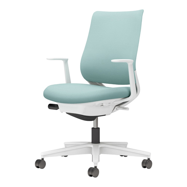 コクヨ ミトラ2 ファブリック スタンダードバック L型肘 樹脂脚/本体:ホワイト ランバー無 NLキャスター C04-W190CW-E1