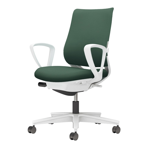 コクヨミトラ2 ファブリック スタンダードバック サークル肘 樹脂脚/本体:ホワイト ランバー有 NLキャスター C04-W152CW-E1