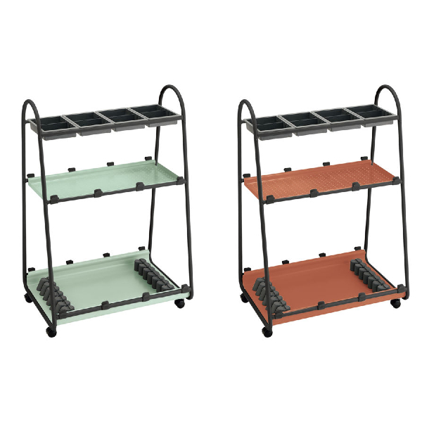 コクヨ Carrio キャリオ トレー付き トレー4個付き ブラックフレーム 棚板色パウダーミント/ソフトテラコッタ SCA-ST4-6A