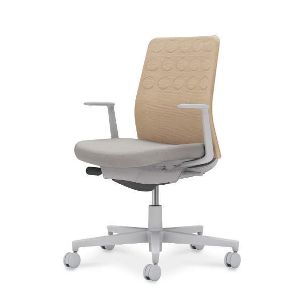 コクヨ モネットチェア (Monet) 背クッション 背座別色/背色選択 Ｌ型肘 グレー脚 本体グレー 座：グレー C03-G210