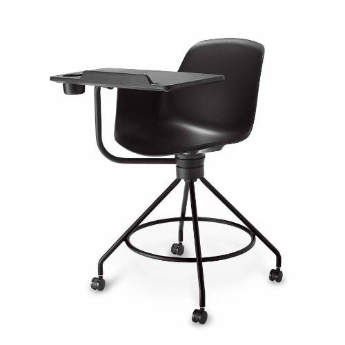 コクヨ ミーティングチェア オールインワンチェア ミドルハイ 背座樹脂 ブラック塗装脚 背座回転 ブラックメモ台付き K02-B902W