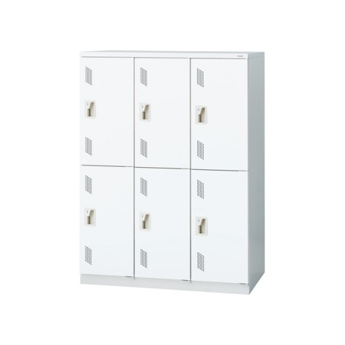 プラス 更衣ロッカー LZシリーズ カラータイプ 6人用 3連2段 シリンダー錠 W900×D515×H1221 LZ-L6S 31-336