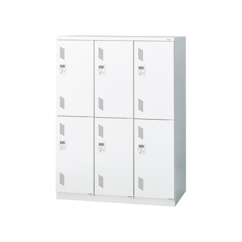プラス 更衣ロッカー LZシリーズ カラータイプ 6人用 3連2段 ダイヤル錠 W900×D515×H1221 LZ-L6D 31-337