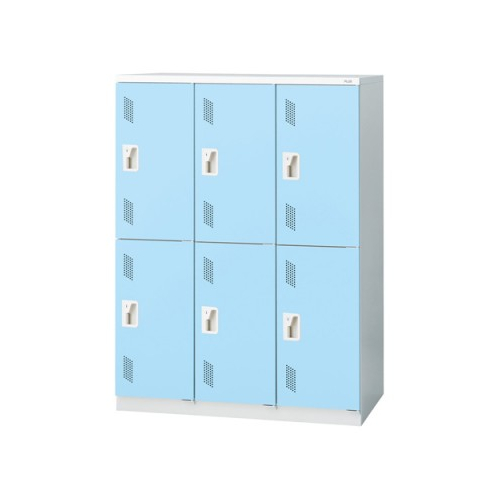プラス 更衣ロッカー LZシリーズ カラータイプ 6人用 3連2段 シリンダー錠 W900×D515×H1221 LZ-L6S 31-354