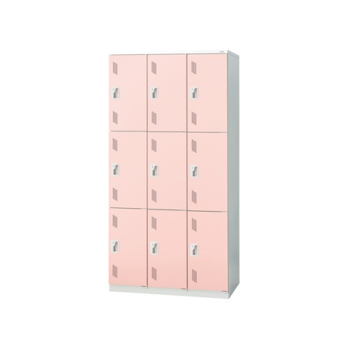 プラス 更衣ロッカー LZシリーズ カラータイプ 9人用 3連3段 シリンダー錠 W900×D515×H1790 LZ-9S 31-370