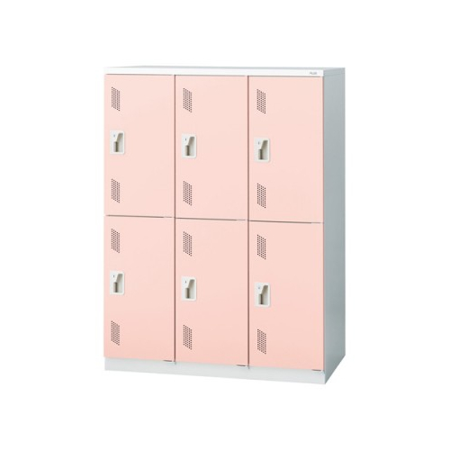 プラス 更衣ロッカー LZシリーズ カラータイプ 6人用 3連2段 シリンダー錠 W900×D515×H1221 LZ-L6S 31-372