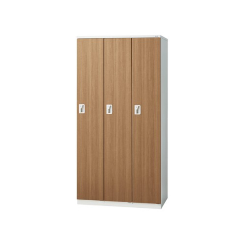 プラス 更衣ロッカー LZシリーズ 木目扉 3人用 シリンダー錠 W900×D515×H1790 LZ-3S/31-378