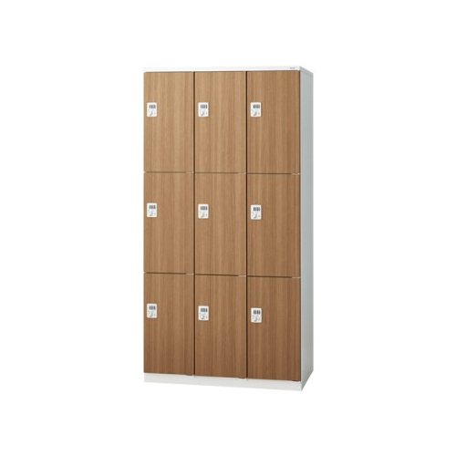 プラス 更衣ロッカー LZシリーズ 木目扉 9人用 3連3段 ダイヤル錠 W900×D515×H1790 LZ-9D/31-385
