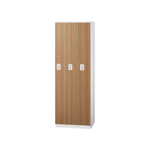 プラス 更衣ロッカー LZシリーズ 木目扉 3人用スリム シリンダー錠 W600×D515×H1790 LZ-S3S/32-430