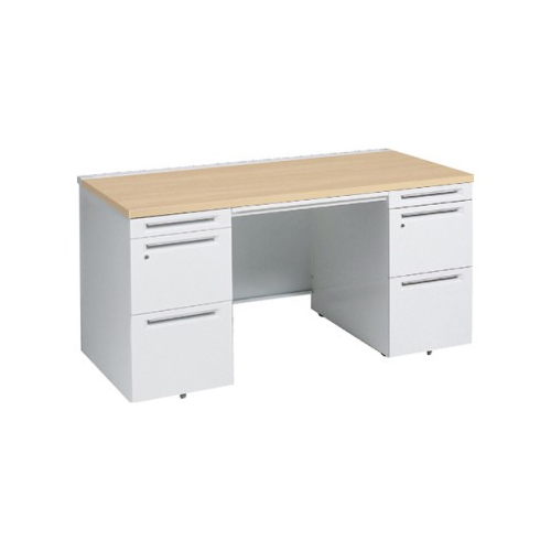 オカムラ アドバンス 両袖デスク W1500×D700×H720 両3段 中央引出し付 3V0SAG-MK54