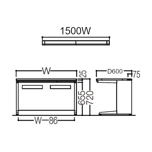 オカムラ アドバンス 平机 サイズ D600