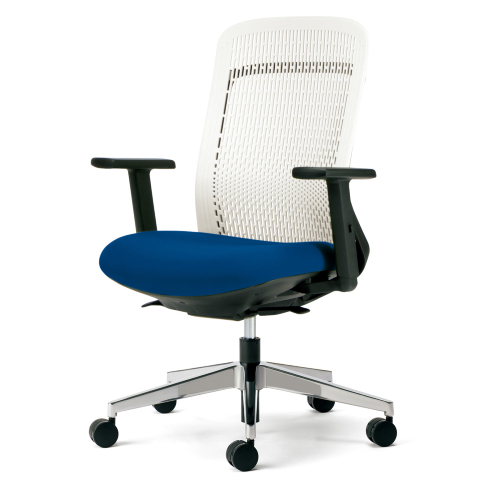 プラス トライチェア アルミ脚 ハイバック アジャスト肘 ホワイトシェル KD-TR53SEL