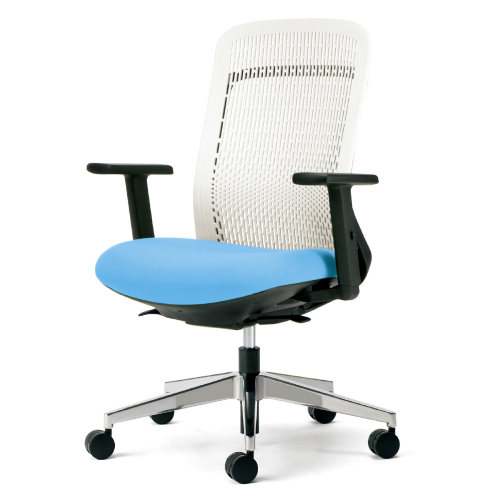 プラス トライチェア アルミ脚 ハイバック アジャスト肘 ホワイトシェル KD-TR53SEL