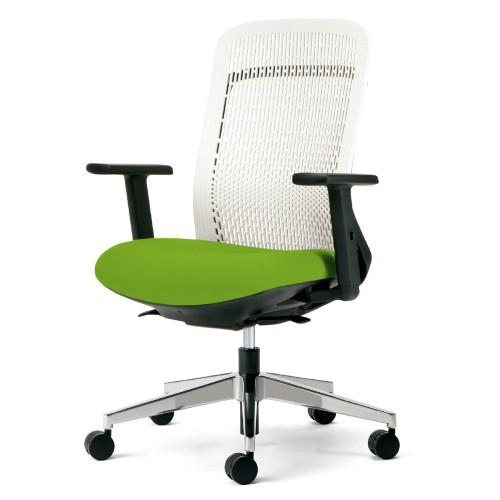 プラス トライチェア アルミ脚 ハイバック アジャスト肘 ホワイトシェル KD-TR53SEL