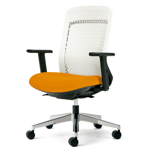 プラス トライチェア アルミ脚 ハイバック アジャスト肘 ホワイトシェル KD-TR53SEL