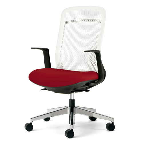 プラス トライチェア アルミ脚 ハイバック L型肘 ホワイトシェル KB-TR53SEL