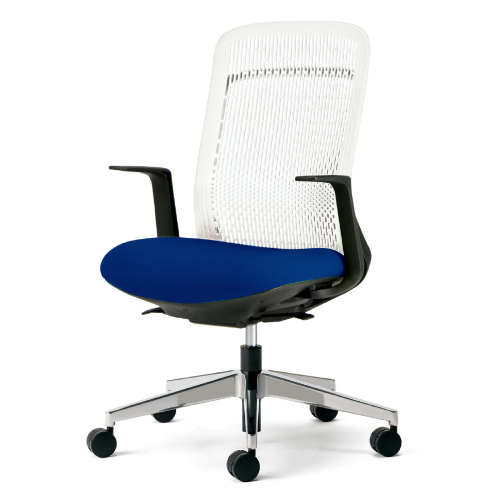 プラス トライチェア アルミ脚 ハイバック L型肘 ホワイトシェル KB-TR53SEL