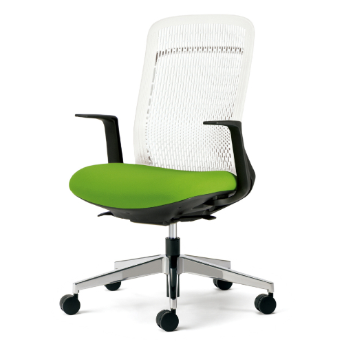 プラス トライチェア アルミ脚 ハイバック L型肘 ホワイトシェル KB-TR53SEL