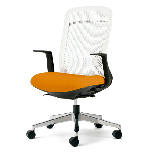 プラス トライチェア アルミ脚 ハイバック L型肘 ホワイトシェル KB-TR53SEL