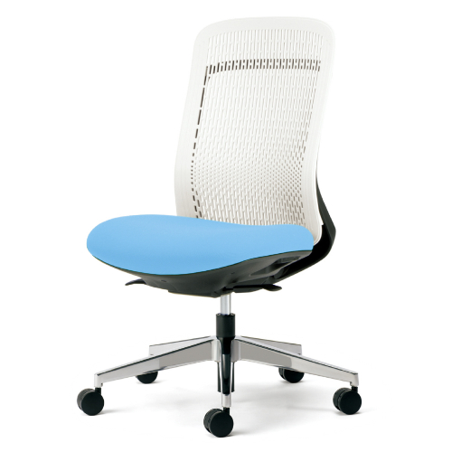 プラス トライチェア アルミ脚 ハイバック 肘無 ホワイトシェル KC-TR53SEL