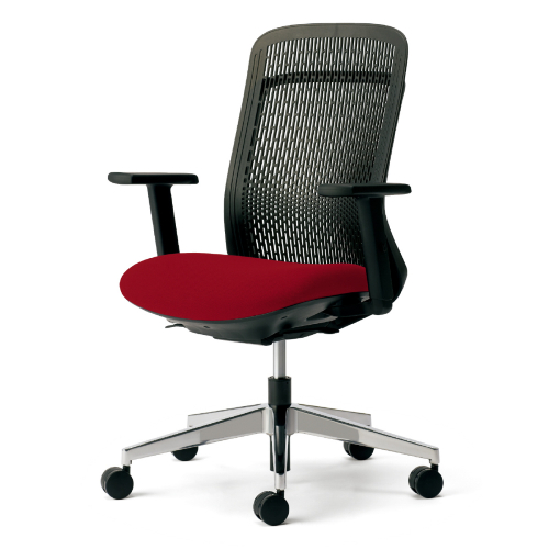 プラス トライチェア アルミ脚 ハイバック アジャスト肘 スモークブラックシェル KD-TR63SEL