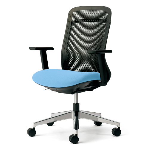 プラス トライチェア アルミ脚 ハイバック アジャスト肘 スモークブラックシェル KD-TR63SEL