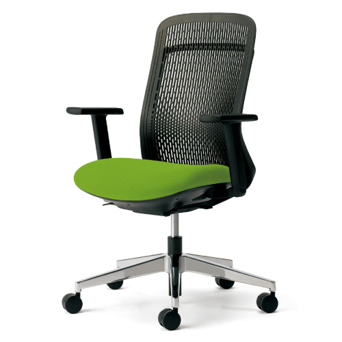 プラス トライチェア アルミ脚 ハイバック アジャスト肘 スモークブラックシェル KD-TR63SEL