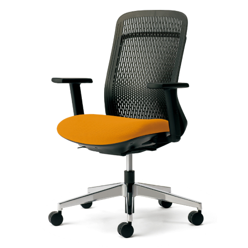 プラス トライチェア アルミ脚 ハイバック アジャスト肘 スモークブラックシェル KD-TR63SEL