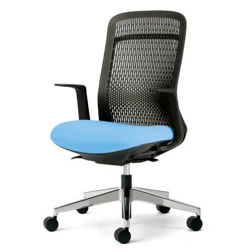 プラス トライチェア アルミ脚 ハイバック L型肘 スモークブラックシェル KB-TR63SEL