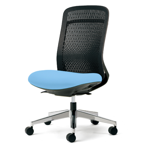 プラス トライチェア アルミ脚 ハイバック 肘無 スモークブラックシェル KC-TR63SEL