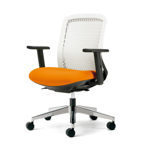 プラス トライチェア アルミ脚 ローバック アジャスト肘 ホワイトシェル KD-TR52SEL