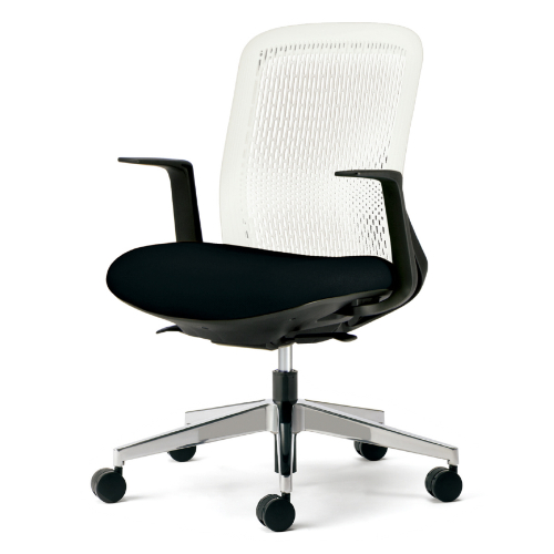 プラス トライチェア アルミ脚 ローバック L型肘 ホワイトシェル KB-TR52SEL