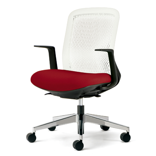 プラス トライチェア アルミ脚 ローバック L型肘 ホワイトシェル KB-TR52SEL