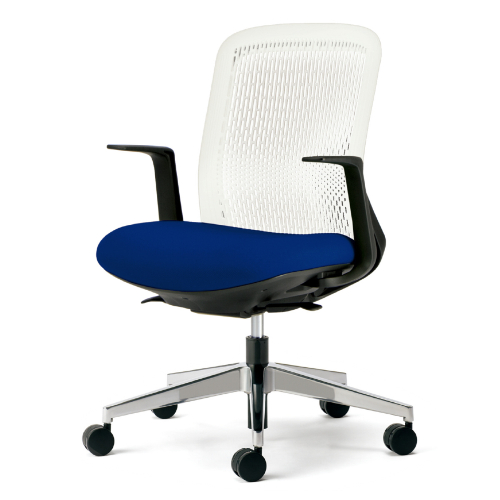 プラス トライチェア アルミ脚 ローバック L型肘 ホワイトシェル KB-TR52SEL