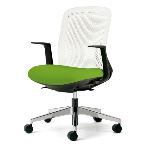 プラス トライチェア アルミ脚 ローバック L型肘 ホワイトシェル KB-TR52SEL