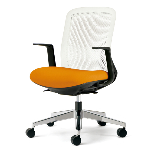 プラス トライチェア アルミ脚 ローバック L型肘 ホワイトシェル KB-TR52SEL