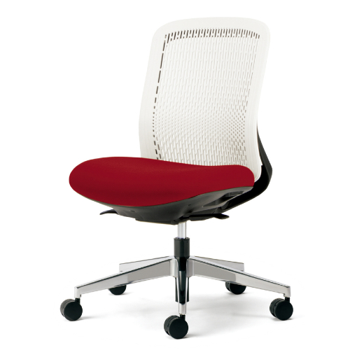 プラス トライチェア アルミ脚 ローバック 肘無 ホワイトシェル KC-TR52SEL