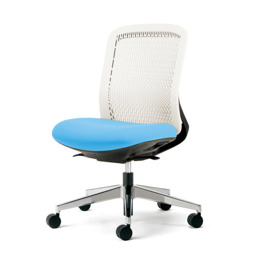 プラス トライチェア アルミ脚 ローバック 肘無 ホワイトシェル KC-TR52SEL