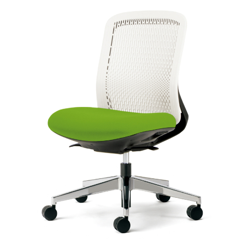 プラス トライチェア アルミ脚 ローバック 肘無 ホワイトシェル KC-TR52SEL