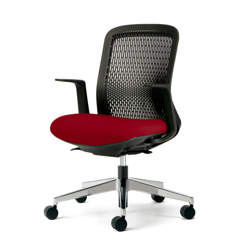 プラス トライチェア アルミ脚 ローバック L型肘 スモークブラックシェル KB-TR62SEL