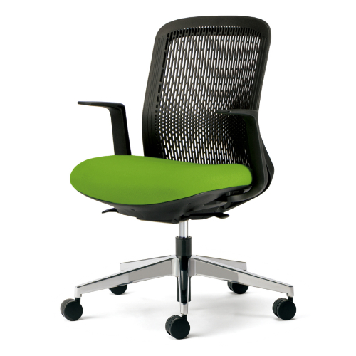 プラス トライチェア アルミ脚 ローバック L型肘 スモークブラックシェル KB-TR62SEL