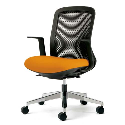 プラス トライチェア アルミ脚 ローバック L型肘 スモークブラックシェル KB-TR62SEL