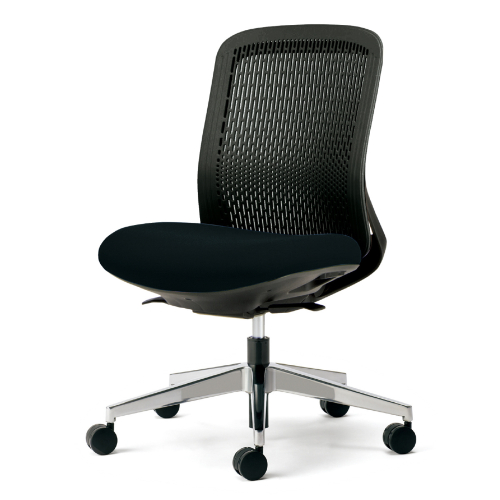 プラス トライチェア アルミ脚 ローバック 肘無 スモークブラックシェル KC-TR62SEL