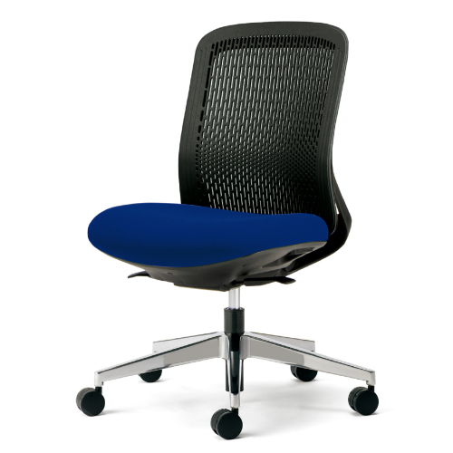 プラス トライチェア アルミ脚 ローバック 肘無 スモークブラックシェル KC-TR62SEL