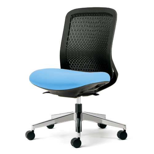 プラス トライチェア アルミ脚 ローバック 肘無 スモークブラックシェル KC-TR62SEL