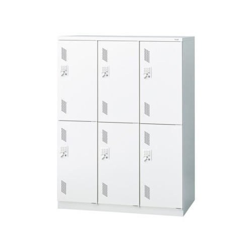 プラス 更衣ロッカー LZシリーズ カラータイプ 6人用 3連2段 プッシュ錠 W900×D515×H1221 LZ-L6T　41-867