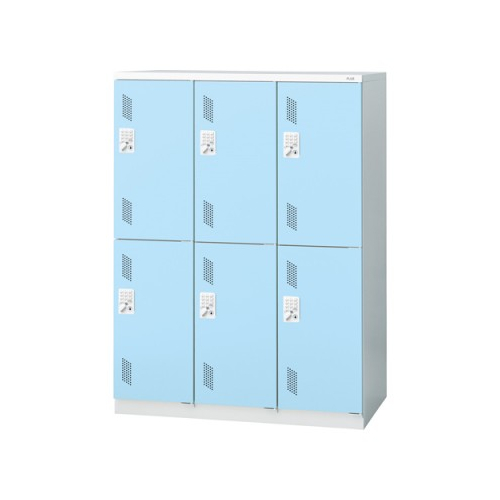 プラス 更衣ロッカー LZシリーズ カラータイプ 6人用 3連2段 プッシュ錠 W900×D515×H1221 LZ-L6T　41-877